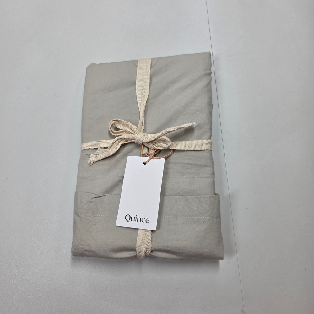 NWT QUINCE Organic Brushed Cotton Sham Set Standard Light Grey 6160 - Picture 3 of 6